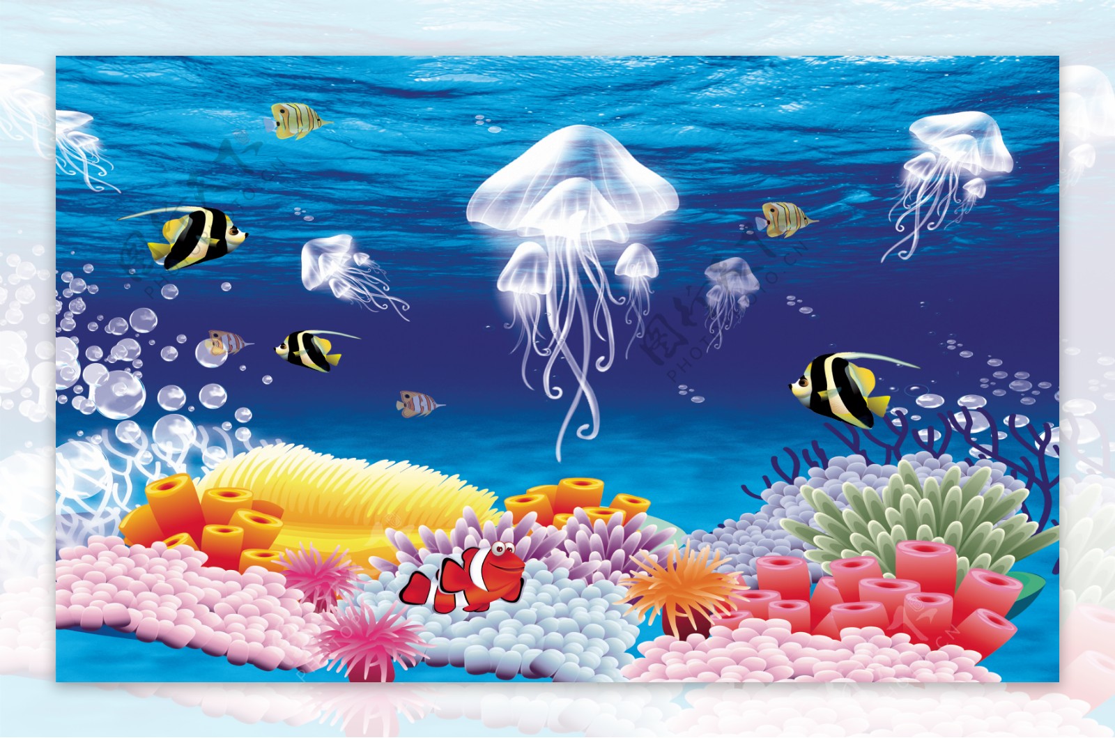 海底世界水母鱼海藻