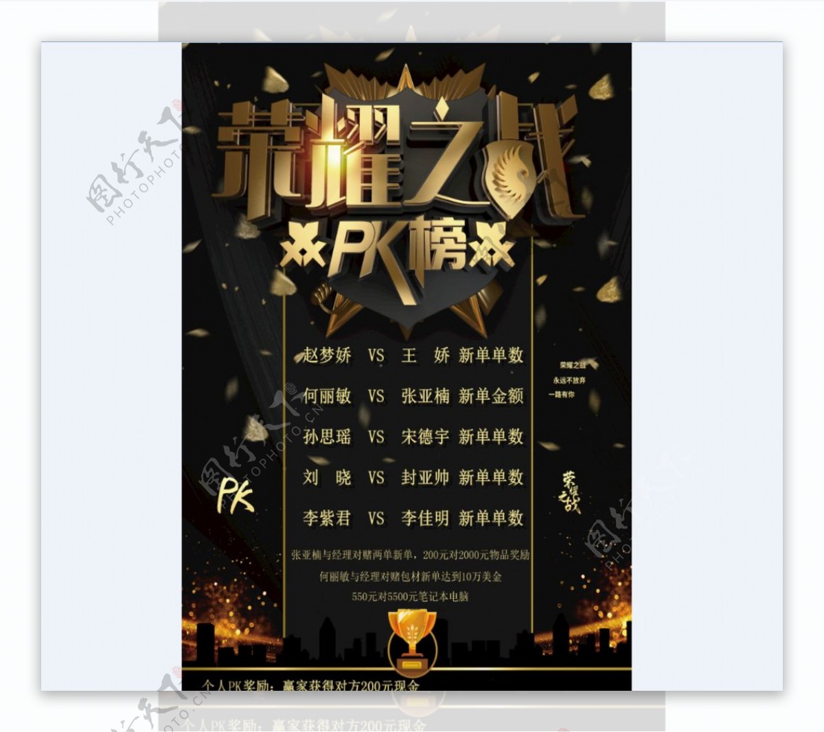 荣耀之战PK榜海报设计图片