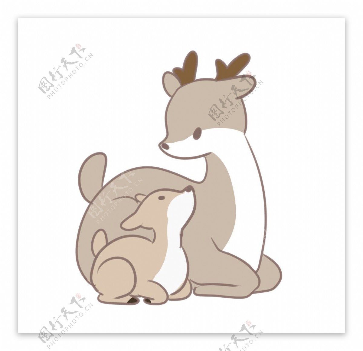 卡通鹿母子鹿图片