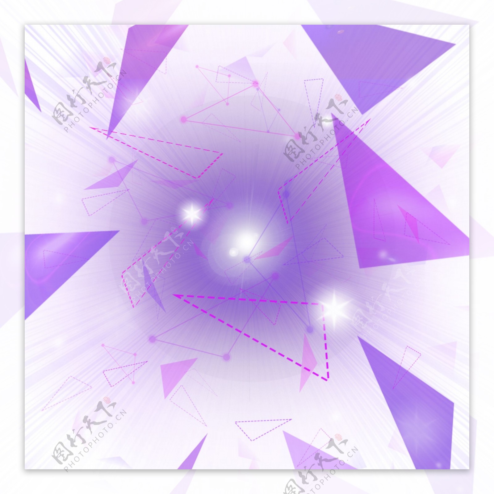 科技风格粉紫色三角形悬浮光效图片