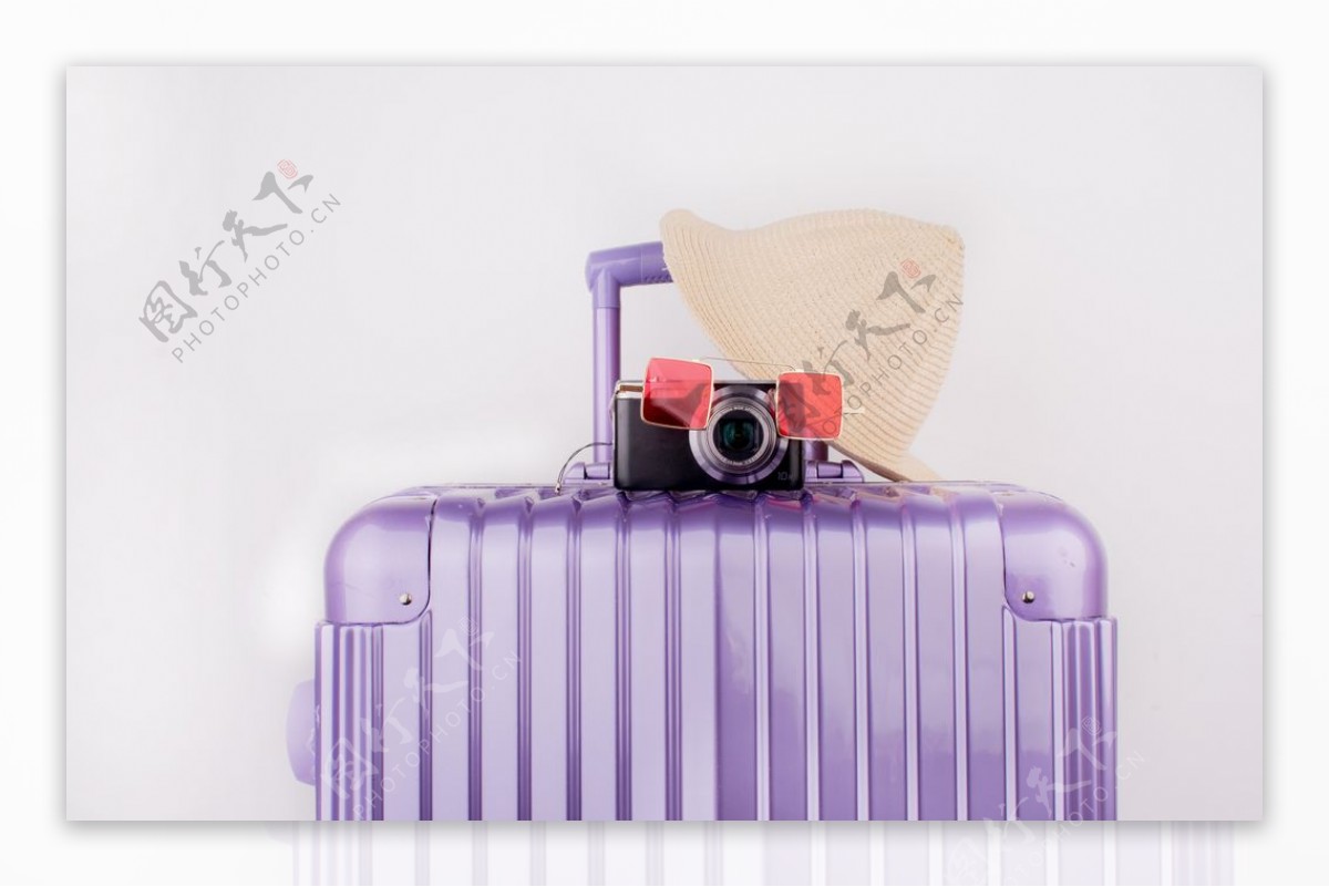 紫色旅行箱图片