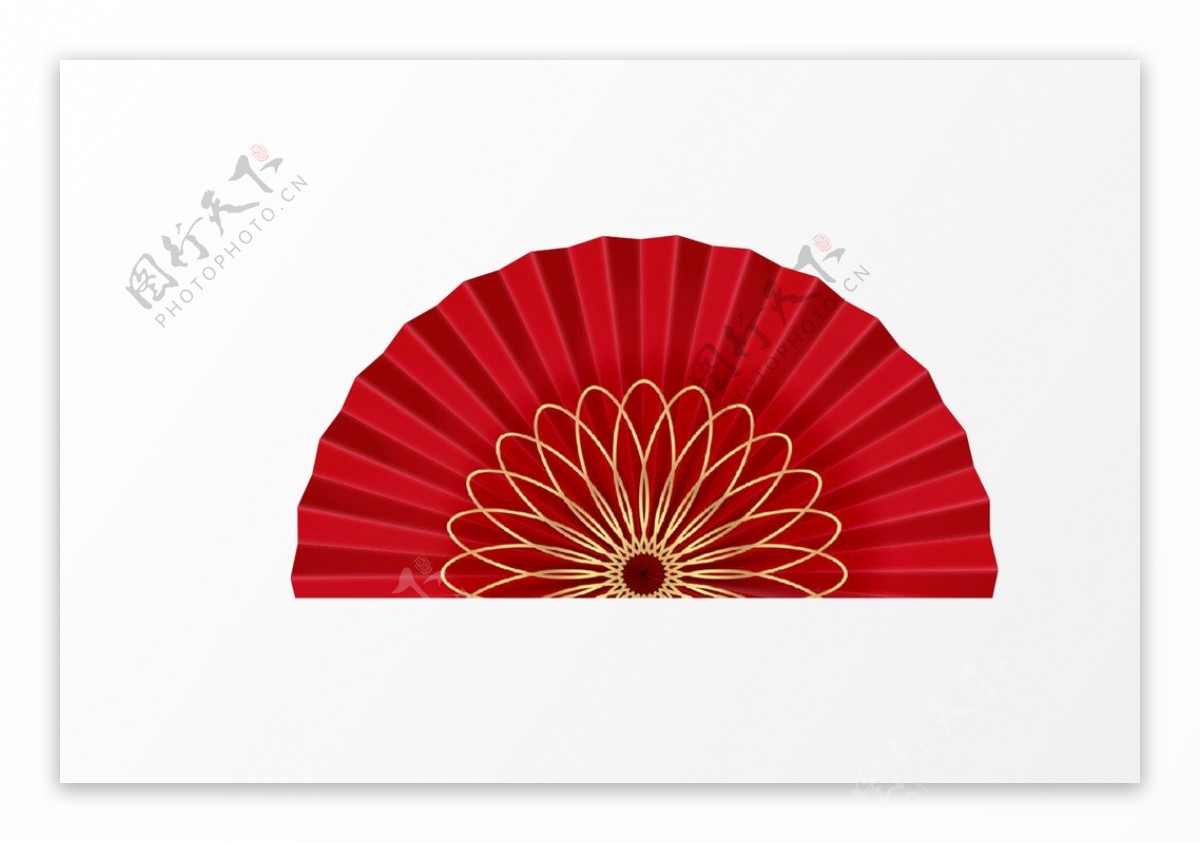 红色传统折扇图片