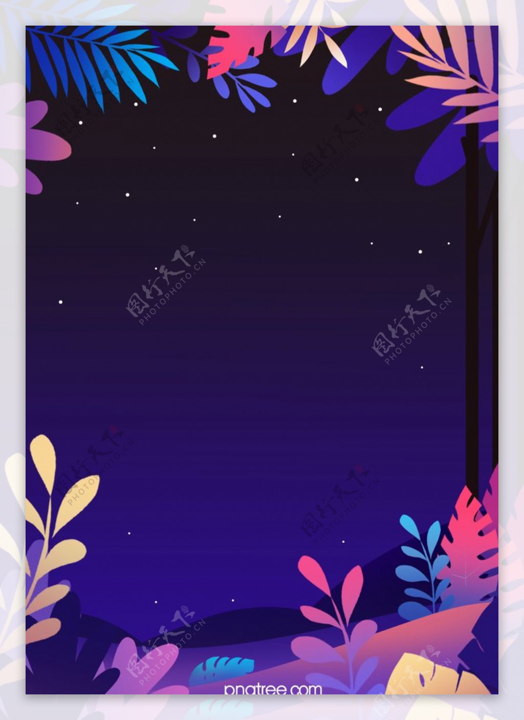 夜晚星星植物背景图片