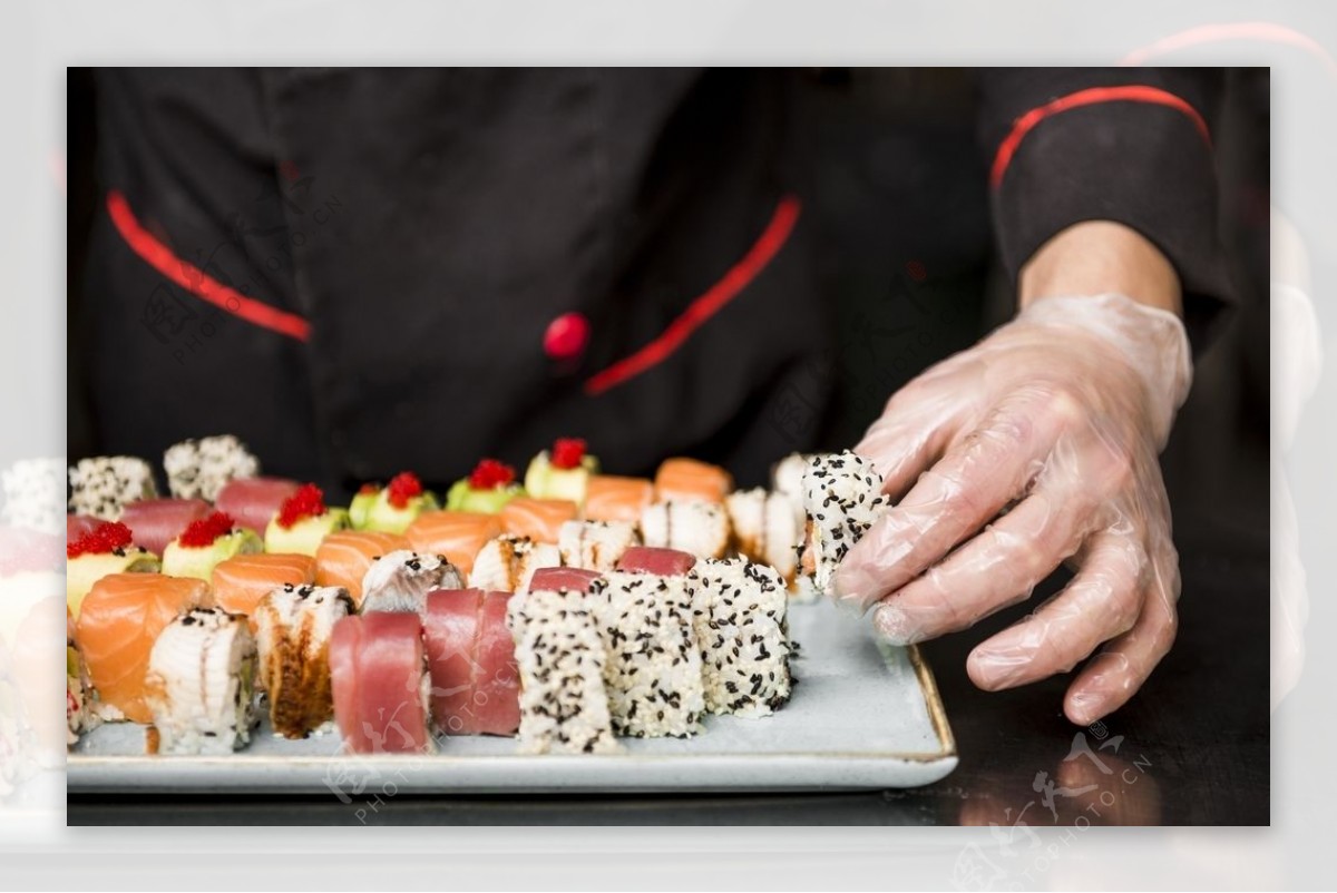 寿司日式料理美食背景海报素材图片