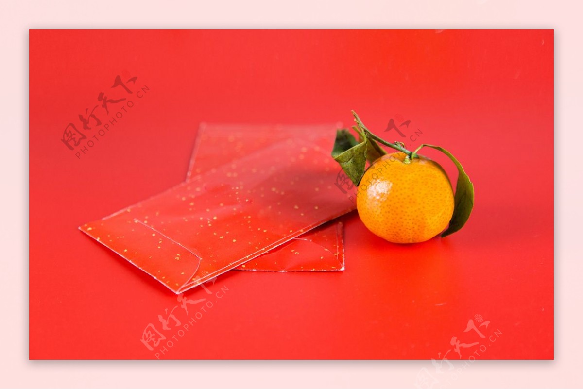 新年橙子红包寓意背景海报素材图片