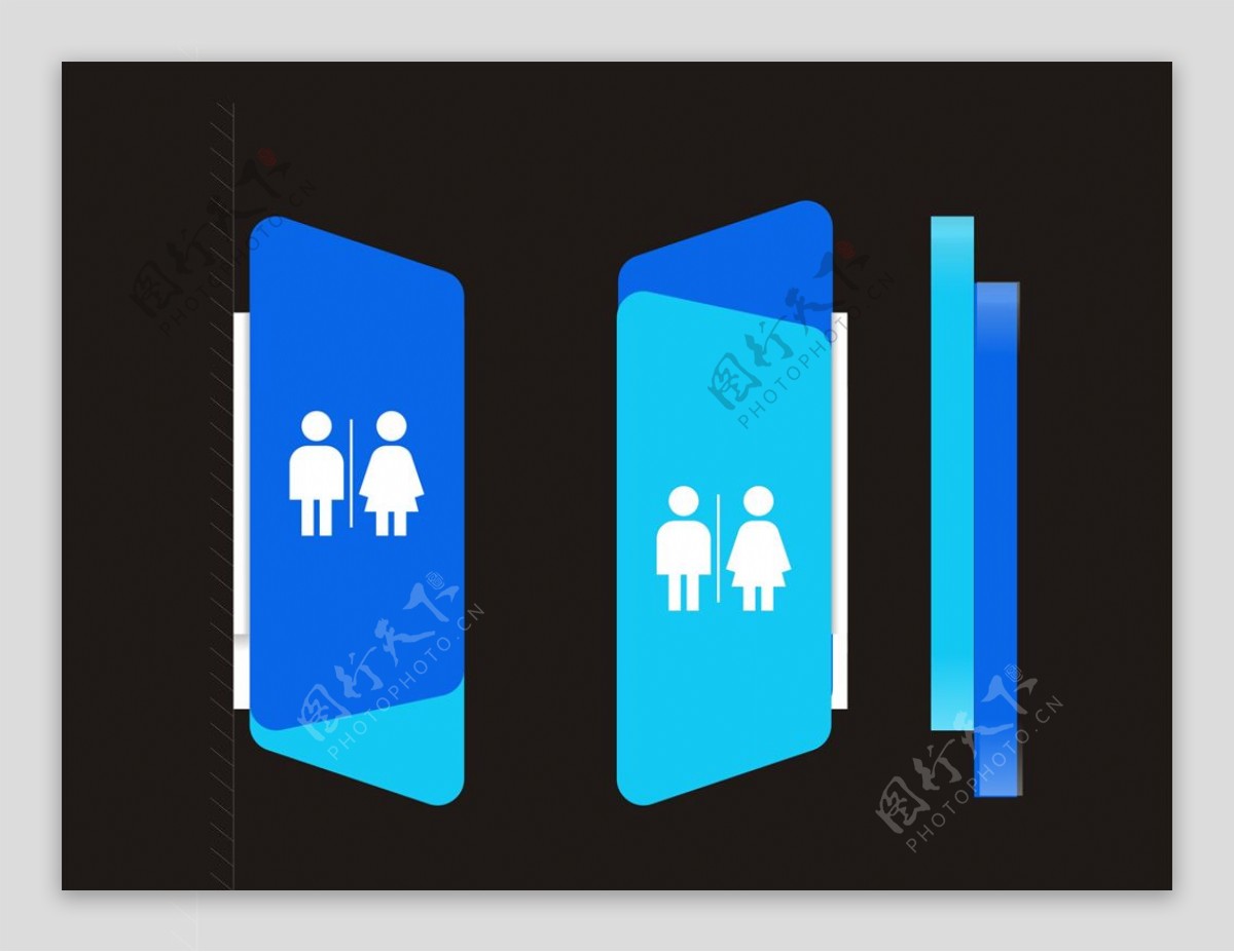 蓝色卫生间牌图片