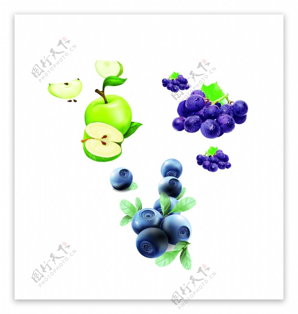 青苹果葡萄蓝莓图片