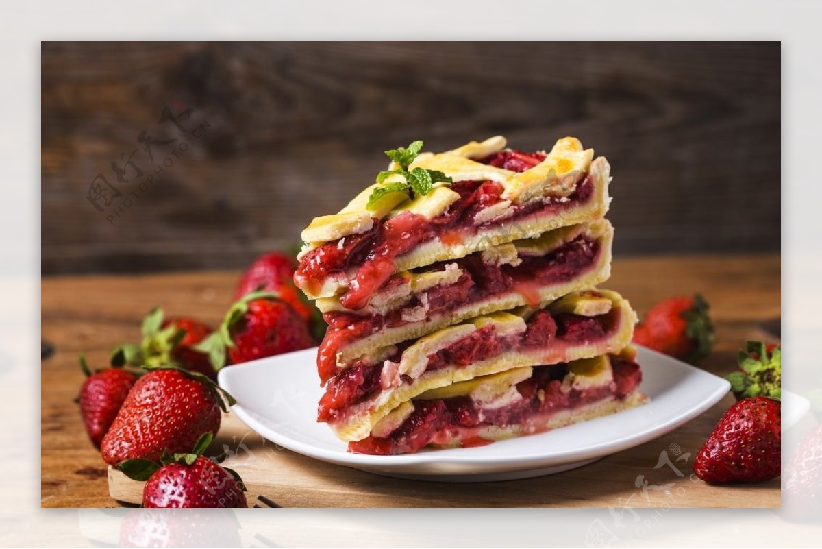 草莓馅饼美食食物背景图片