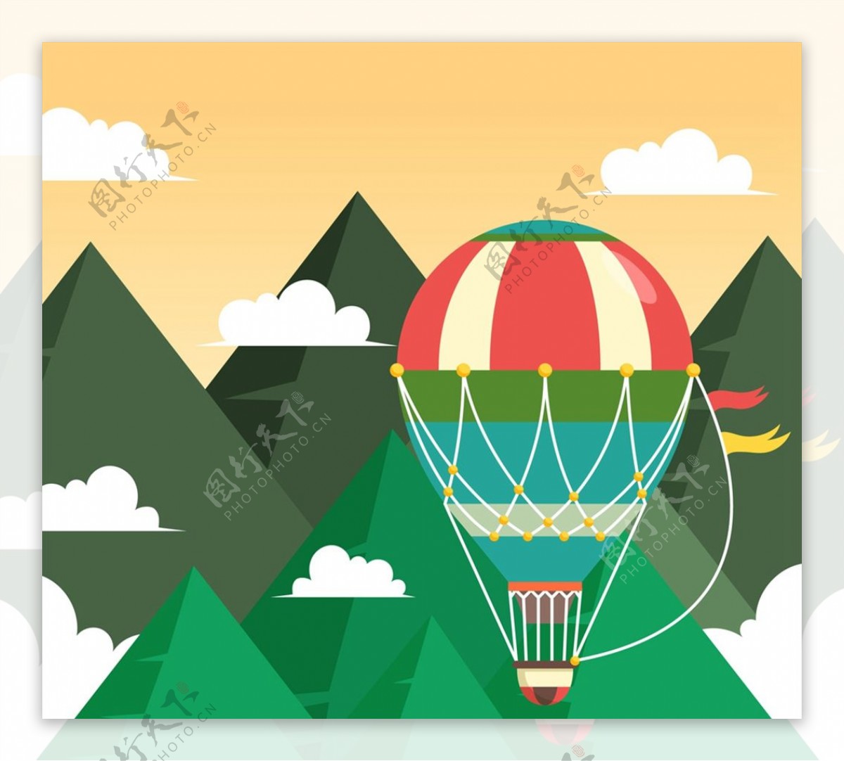 山间的热气球图片