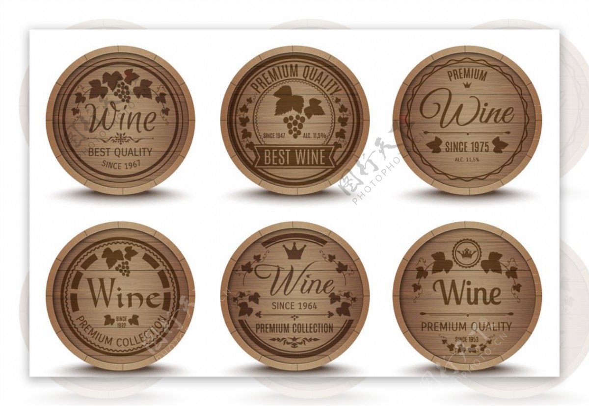 葡萄酒橡木桶标签图片