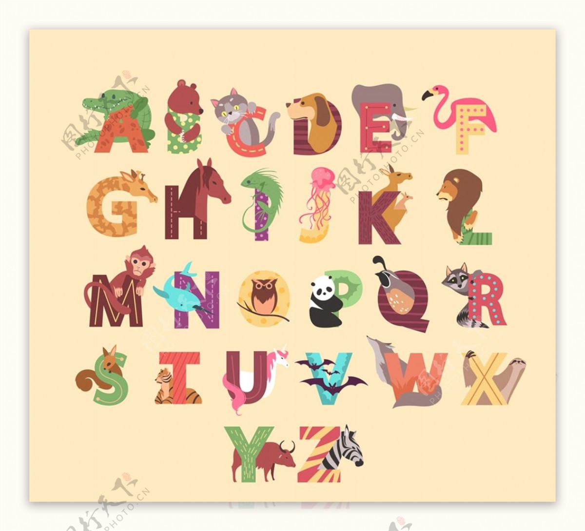 动物装饰字母图片