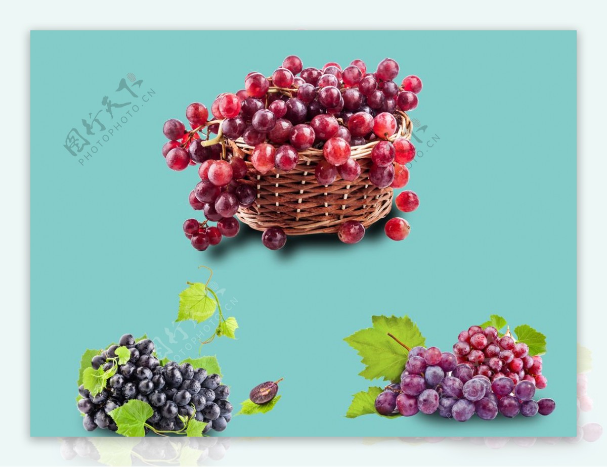 葡萄水果分层素材图片