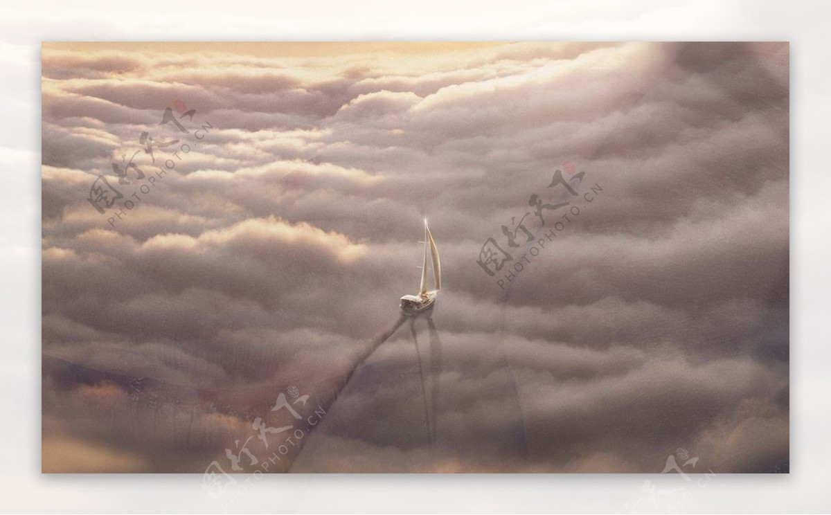 云层梦境船图片