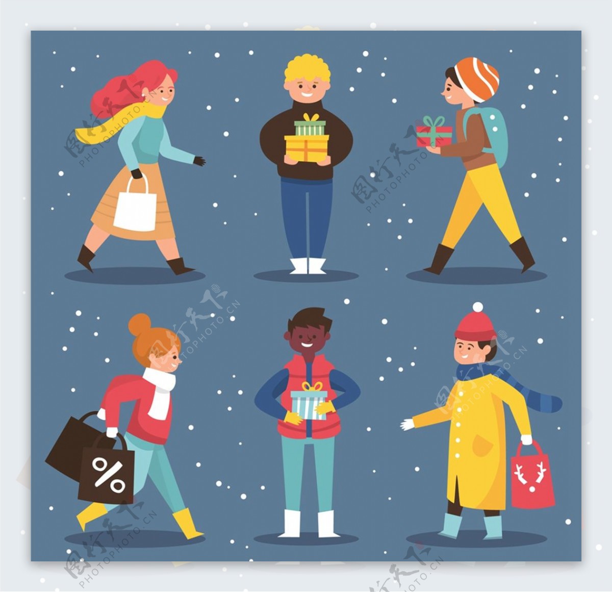 冬季购物人物图片