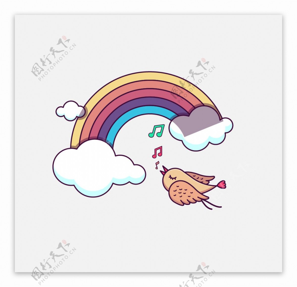 彩虹唱歌的小鸟图片