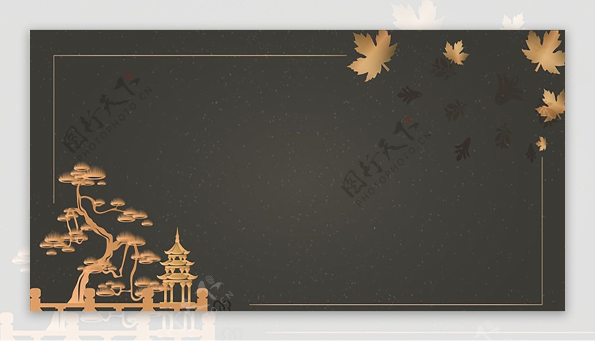 中国风高端奢华房地产仙鹤展板图片