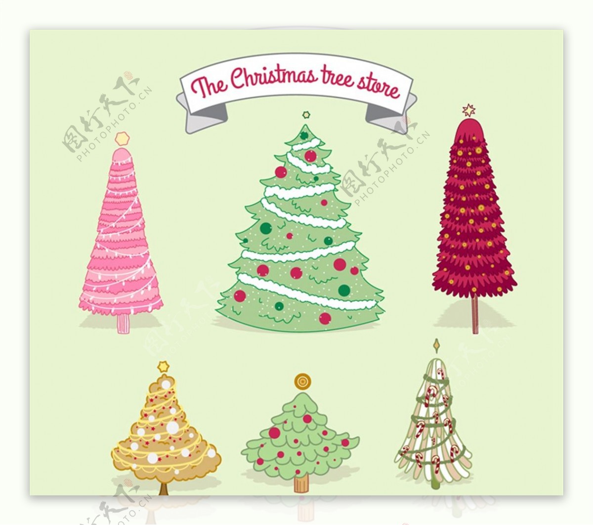 卡通圣诞树矢量图片