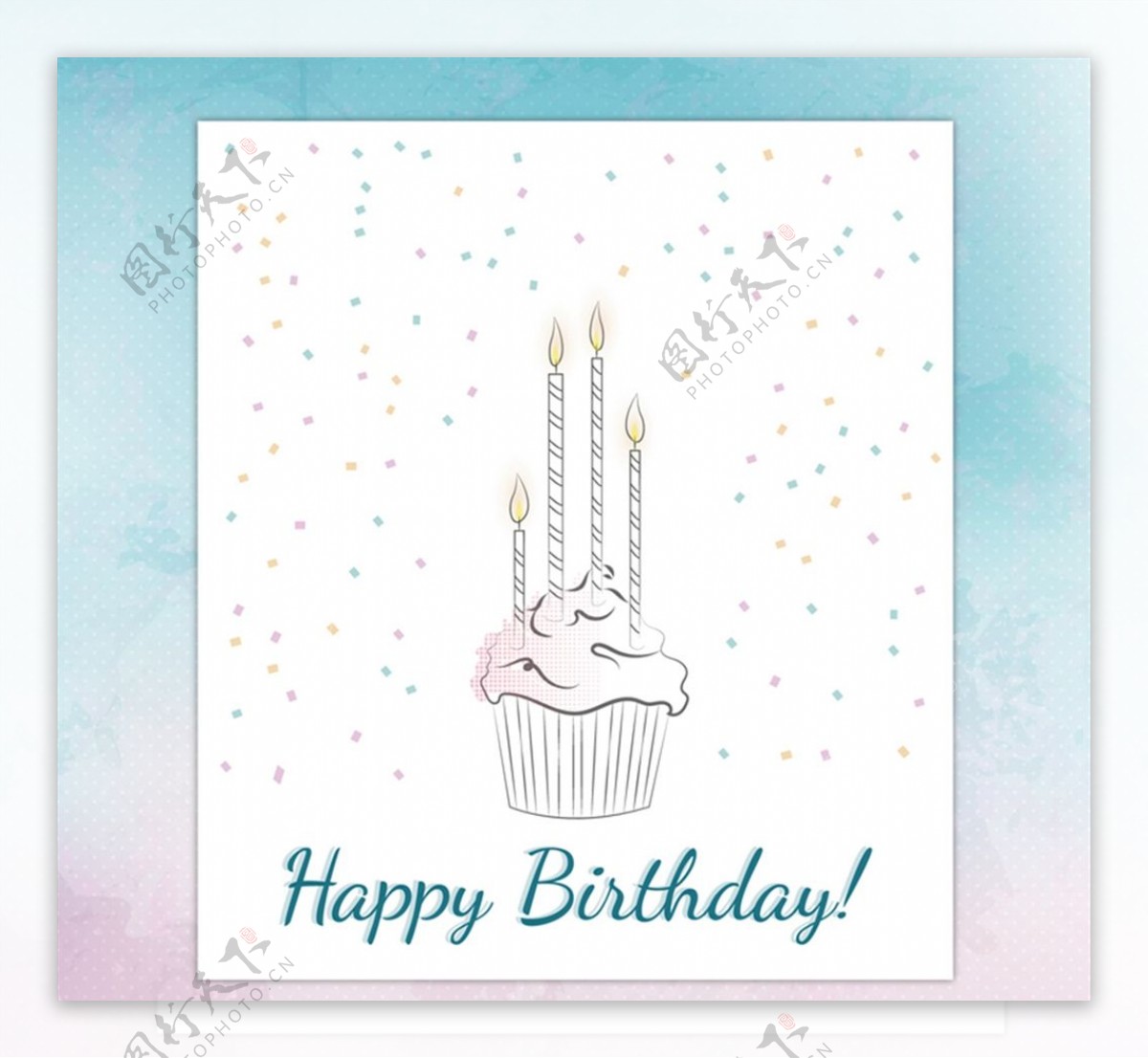 生日纸杯蛋糕贺卡图片