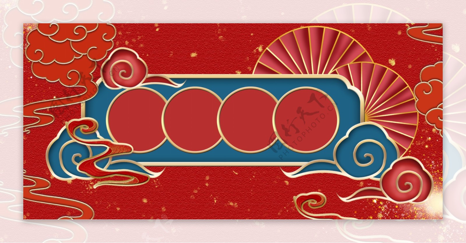 中国风喜庆浮雕红色海报背景图片