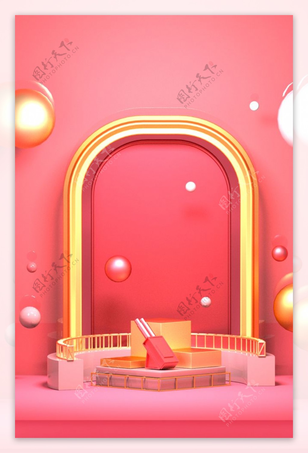 粉色C4D风格台子图片
