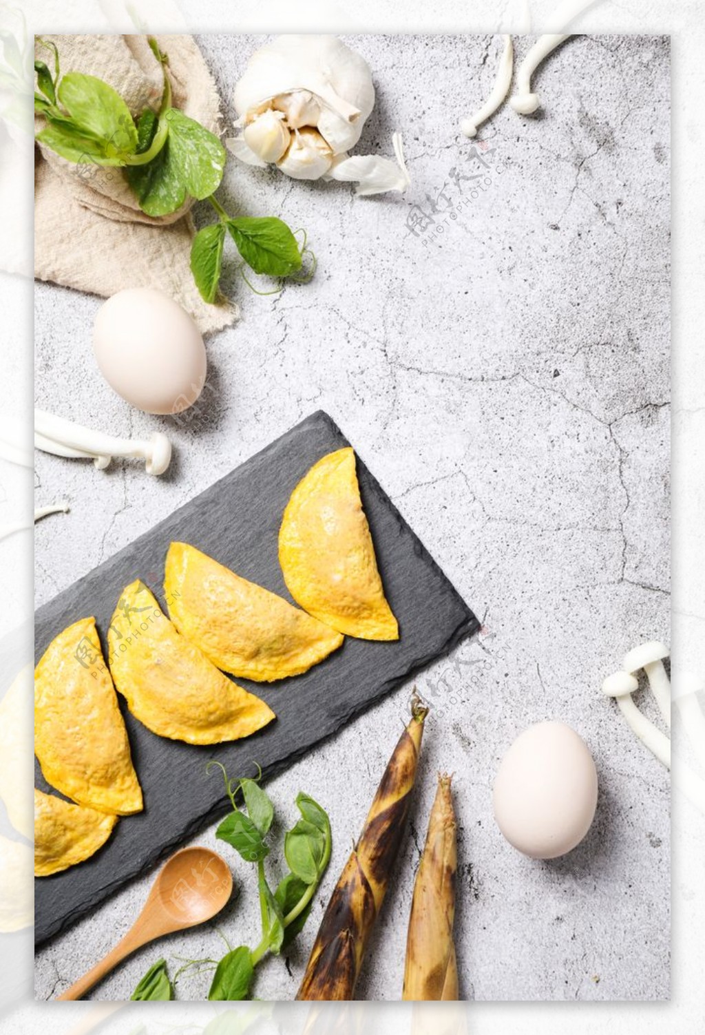 蛋饺美食食材背景海报素材图片