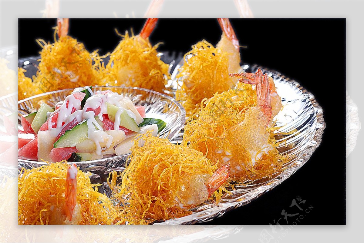 粤菜广东菜海鲜水果沙拉虾图片