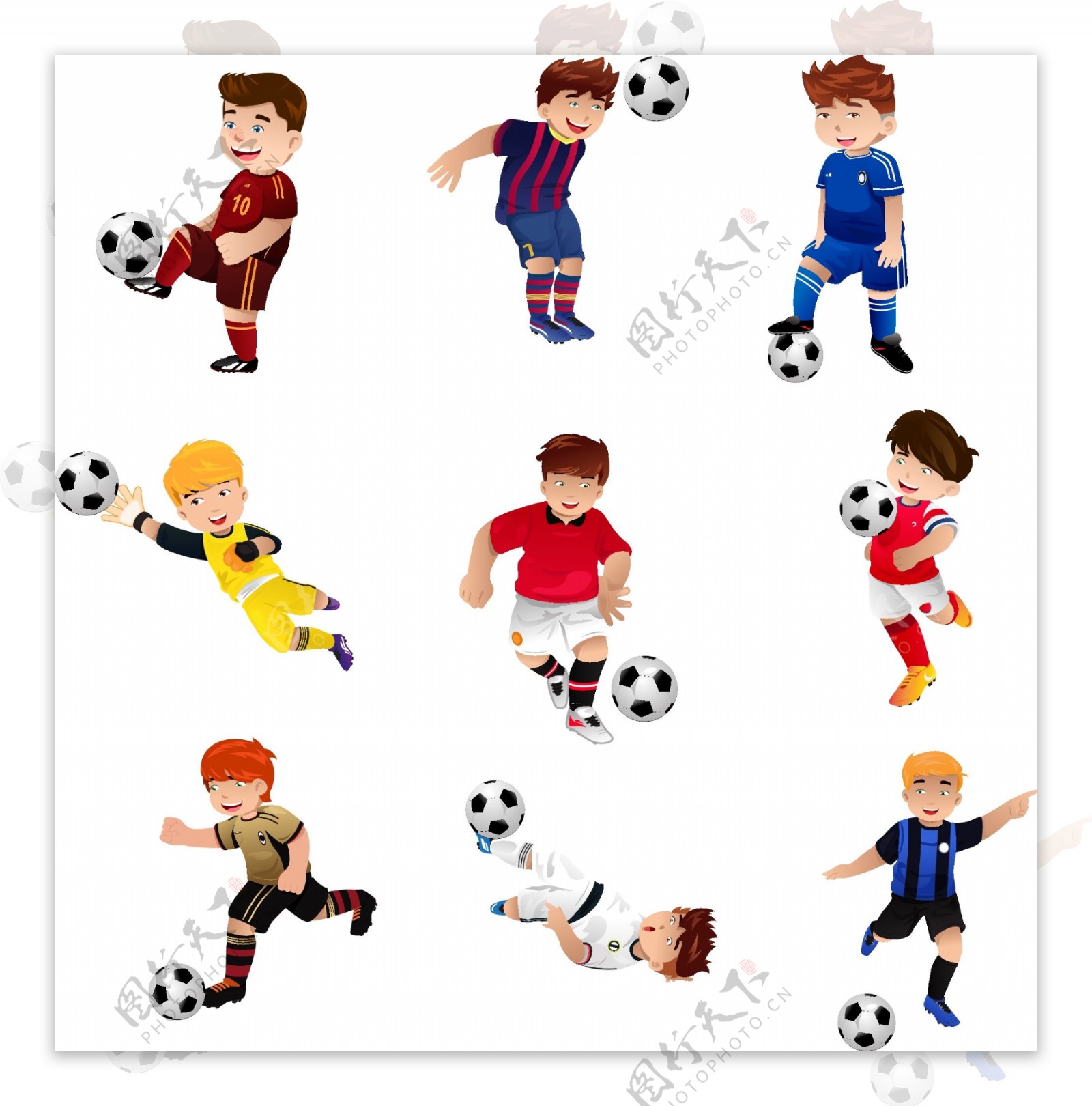 踢球的卡通儿童图片