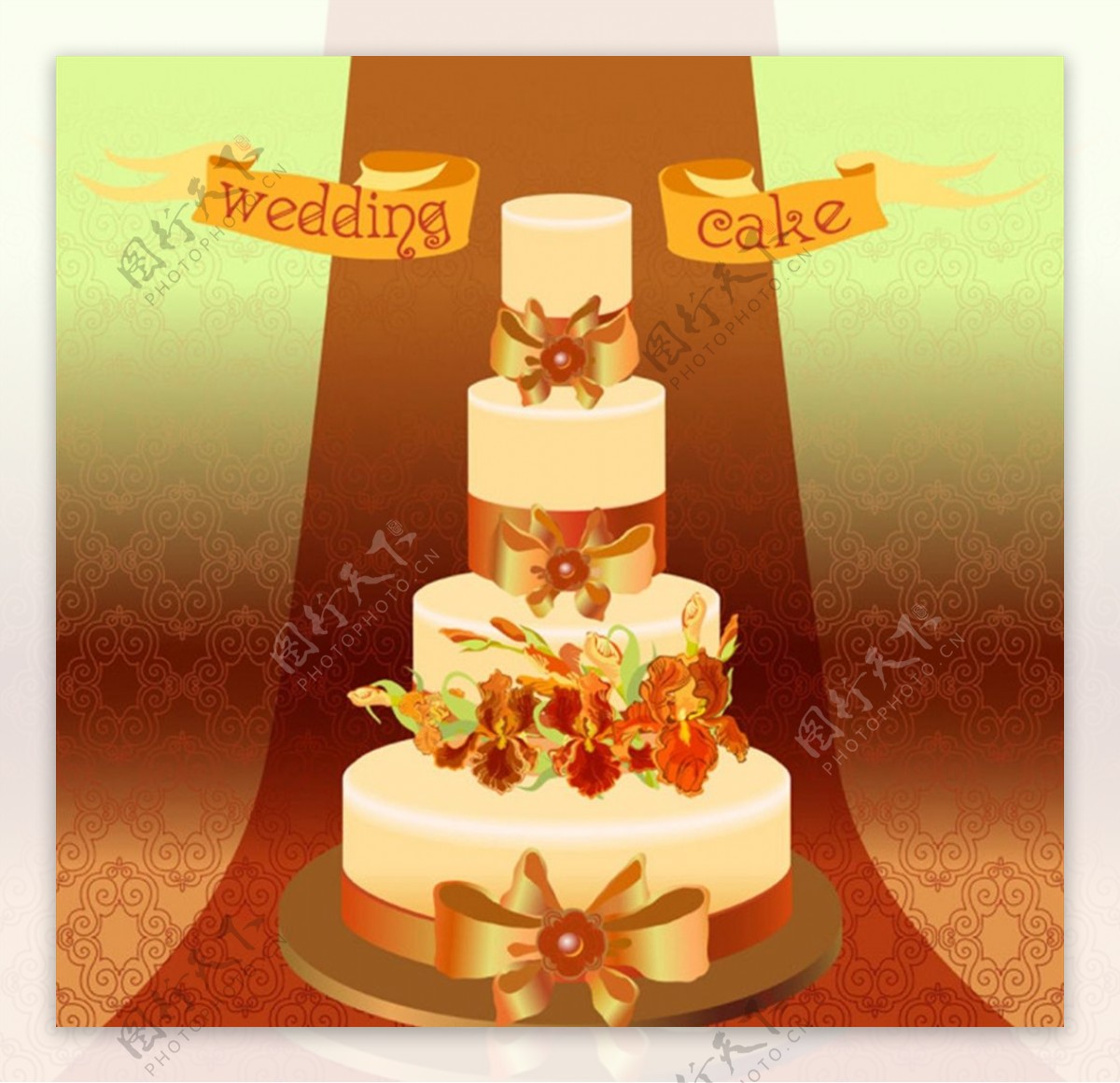 丝带与结婚蛋糕图片