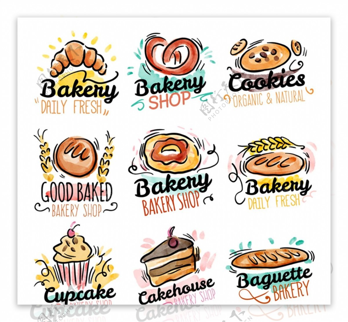 彩绘面包店标志图片