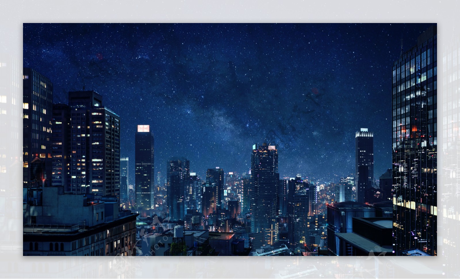 城市夜景灯光星空大楼图片