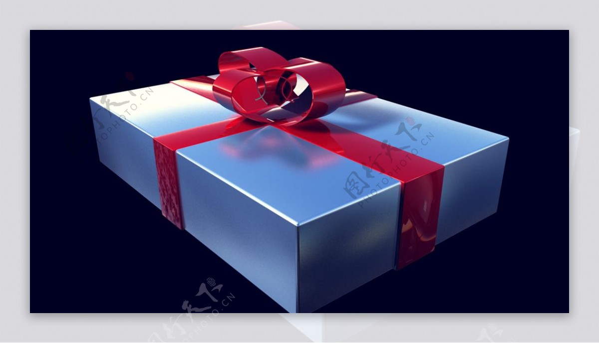 C4D模型锡箔礼盒银色礼物图片