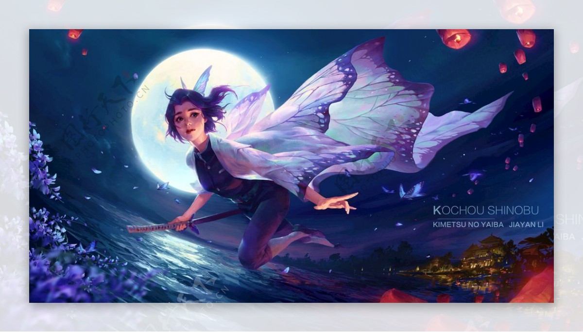 鬼灭之刃蝴蝶忍同人CG形象壁纸图片素材-编号40005249-图行天下