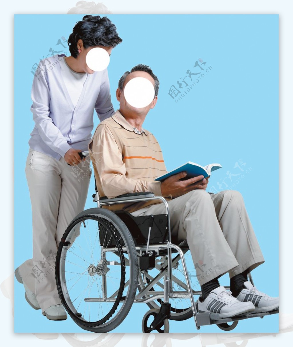 一个年轻人推着坐在轮椅上的残疾人。插画图片素材_ID:352877076-Veer图库