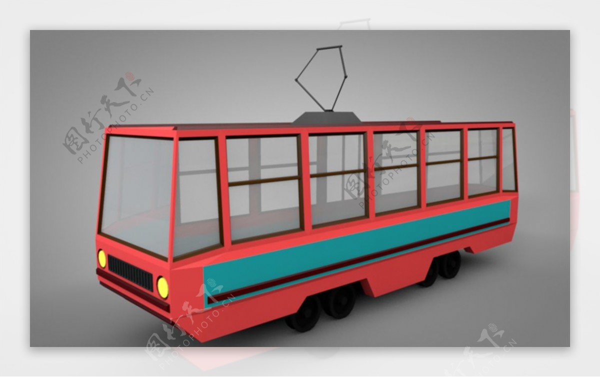 C4D模型像素公交车图片