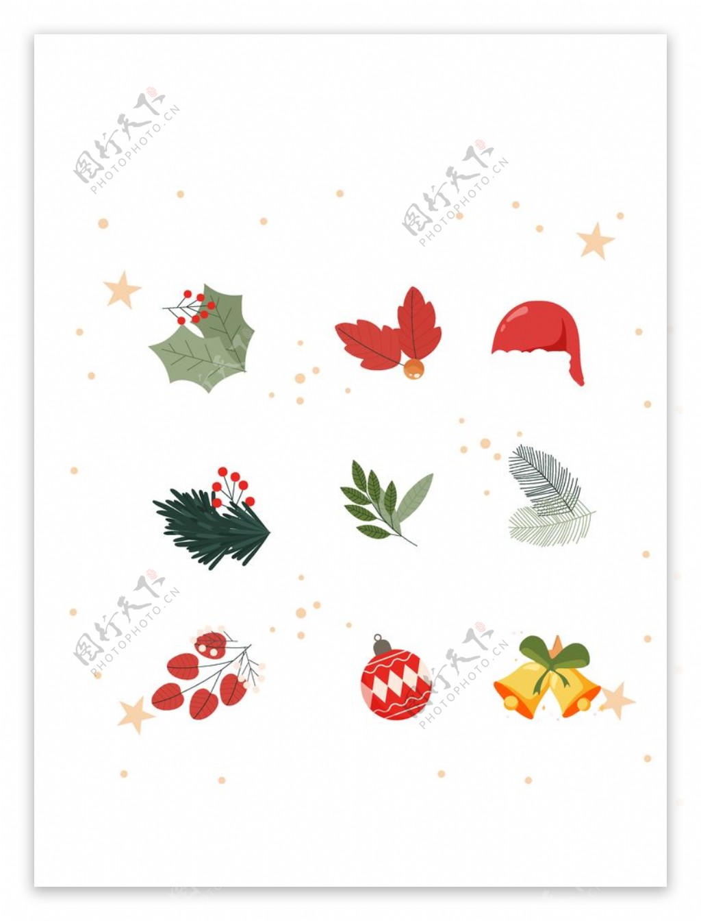 手绘植物卡通圣诞节矢量元素图片