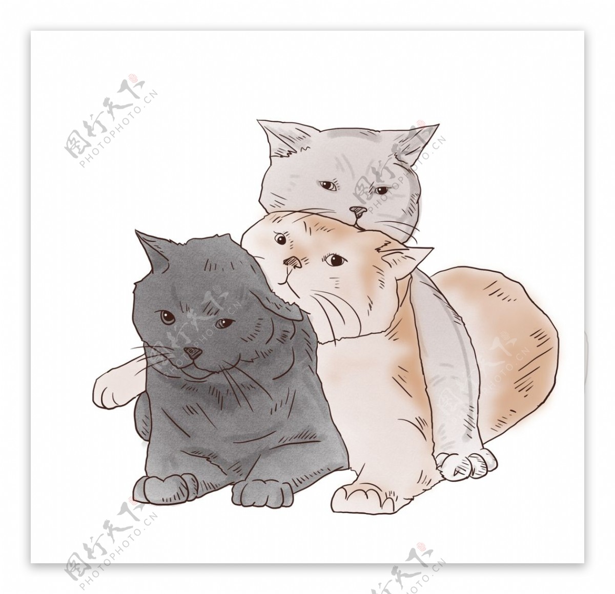 卡通手绘可爱猫叠叠乐图片