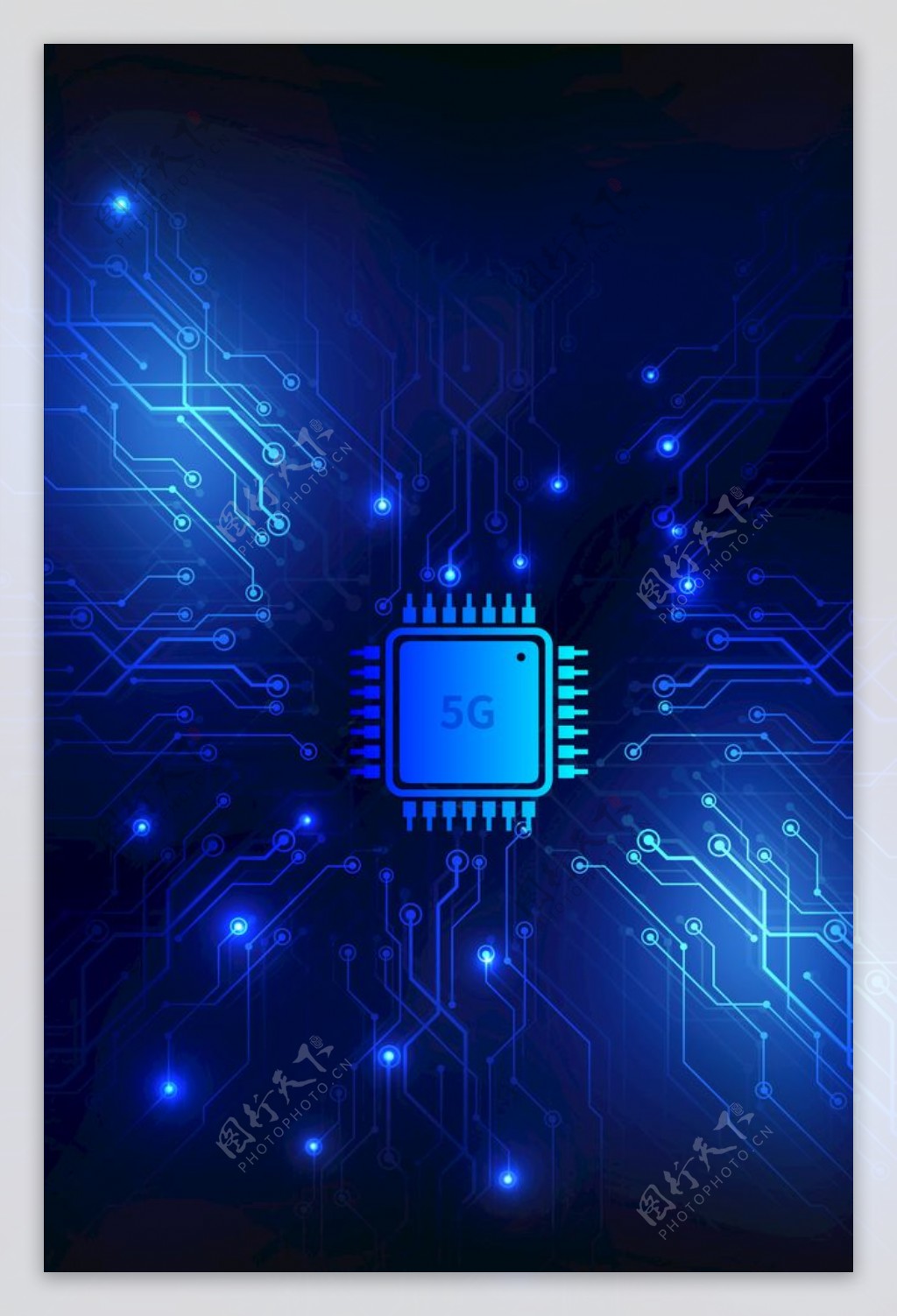 蓝色5G芯片科技背景图片